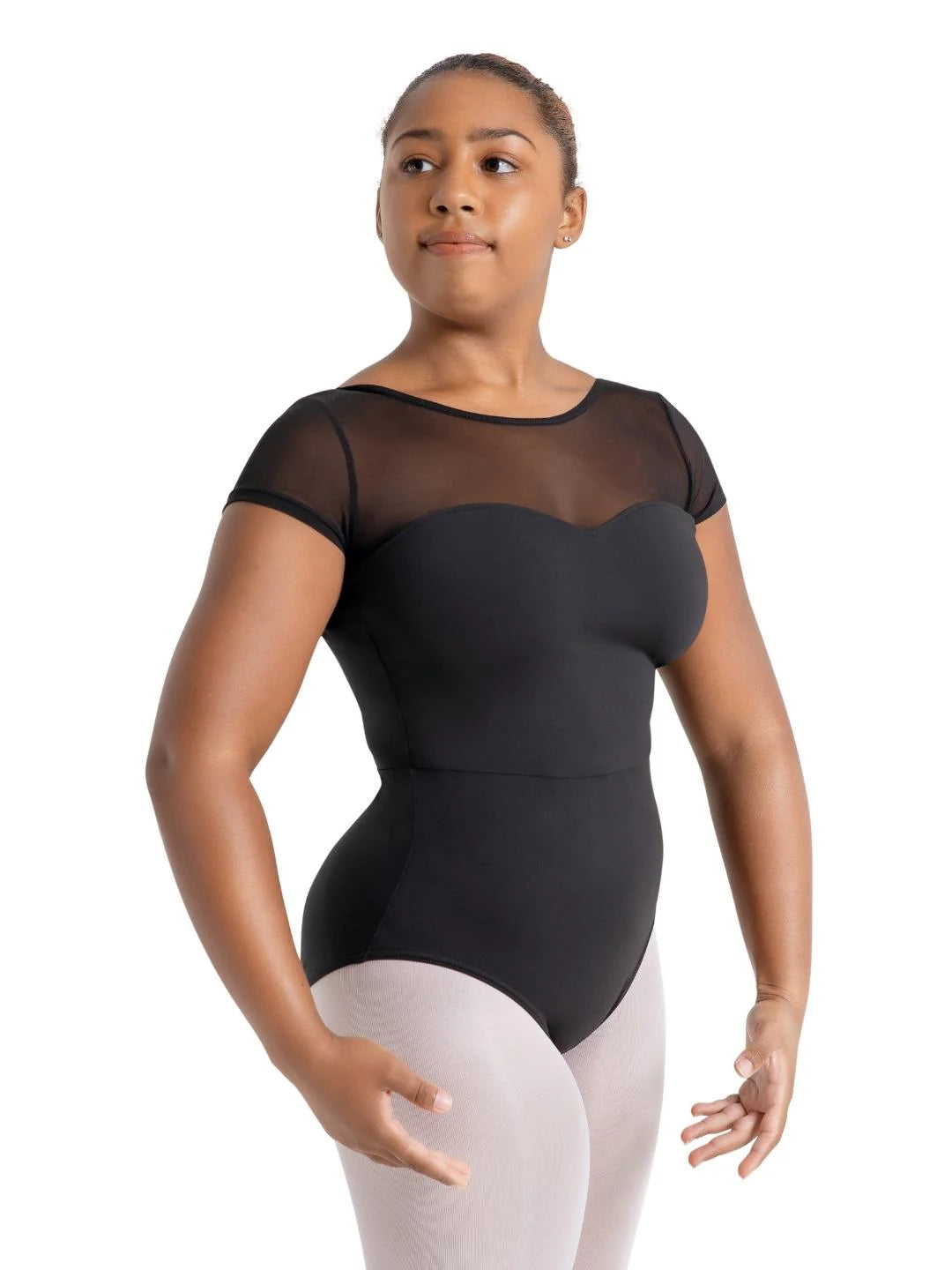 Capezio Mesh Yolk Leotard Meryl Short Sleeve- MC831W