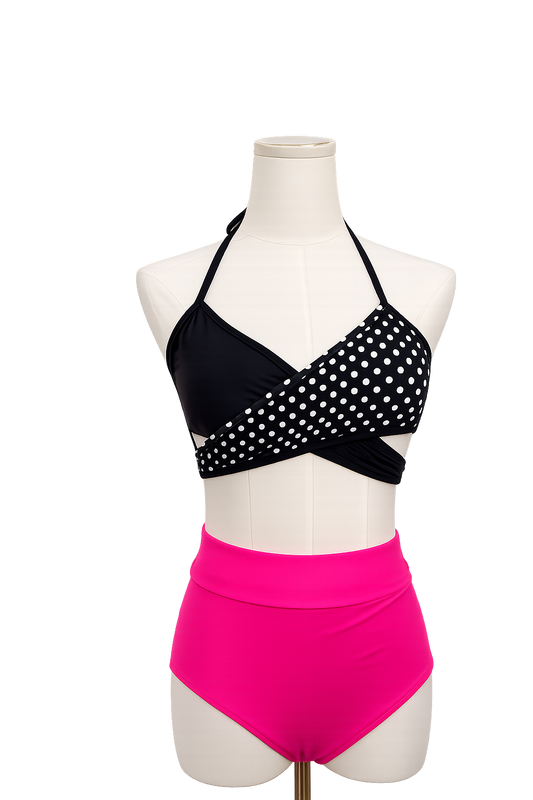 Ignite Activewear- Polka Dot Cross-Over Bra Top