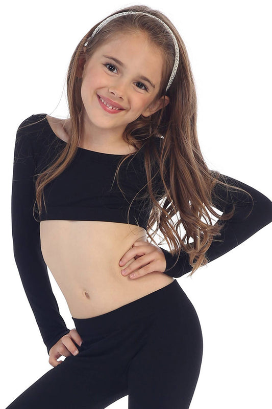 KIDS LONG SLEEVE CROP TOP WITH THUMB HOLES