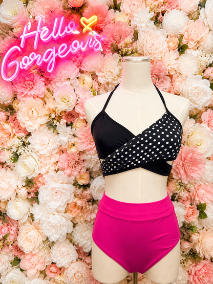 Ignite Activewear- Polka Dot Cross-Over Bra Top