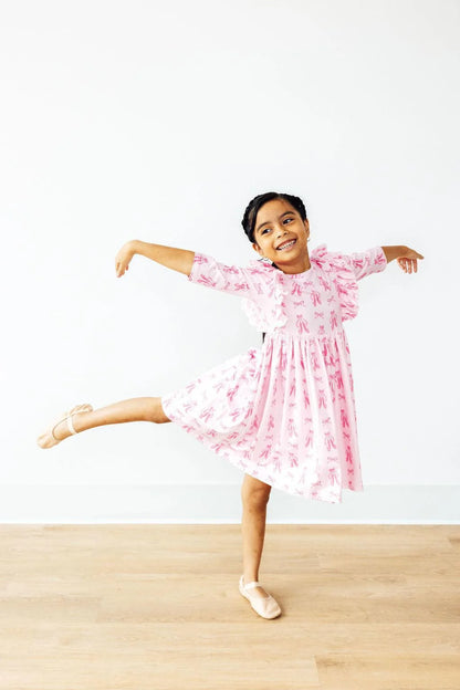 Mila and Rose- 3/4 Sleeve Ruffle Twirl Dress