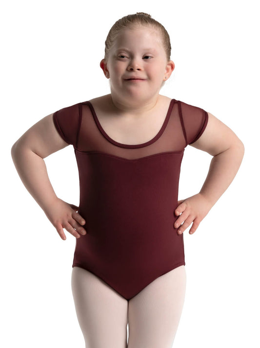 Capezio Studio Collection Mesh Yoke Short Sleeve Leotard- SE1039C